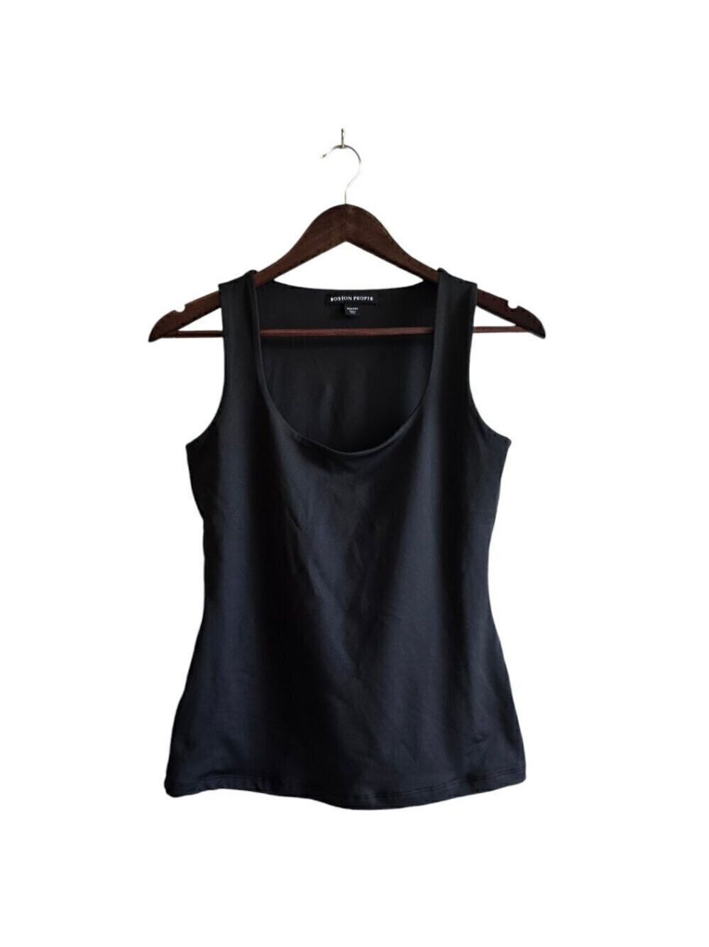 Boston Proper So Modern Scoop Neck Tank Top in Proper Black Sz XXS